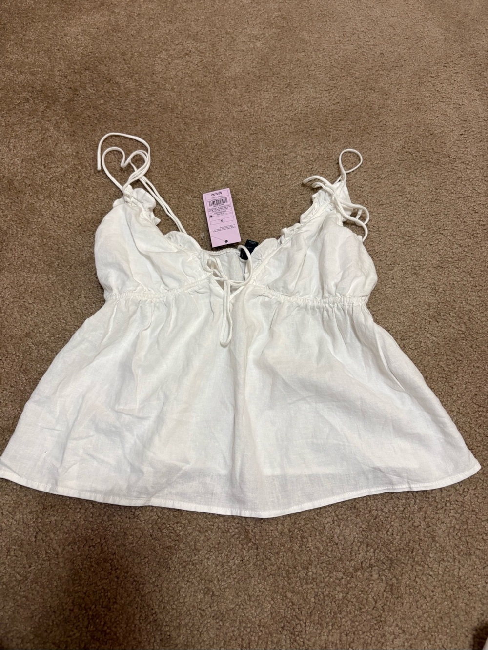 NWT White Linen-Blend Spaghetti Strap Tank Top
